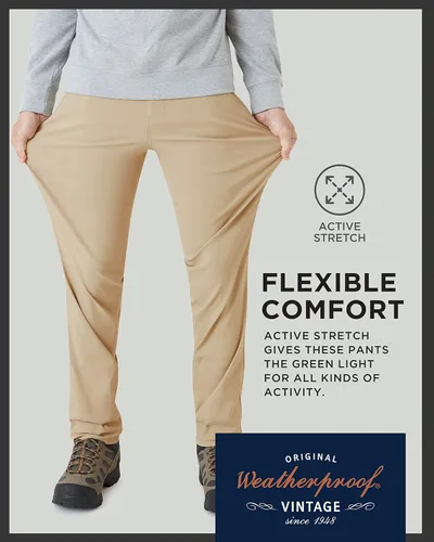 Miniatura 6 de Weatherproof Vintage Pantalones de excursión de ajuste regular para hombre, ultra elásticos, informales, con parte delantera plana
