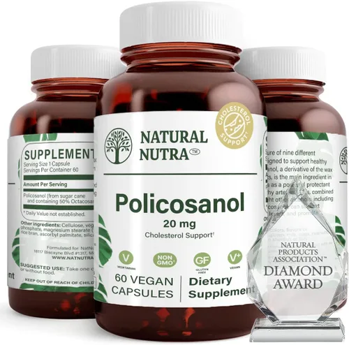 Natural Nutra Policosanol 20mg con octacosanol, suplemento para promover la circulación de líquidos, mejorar la circulación sanguínea, apoya