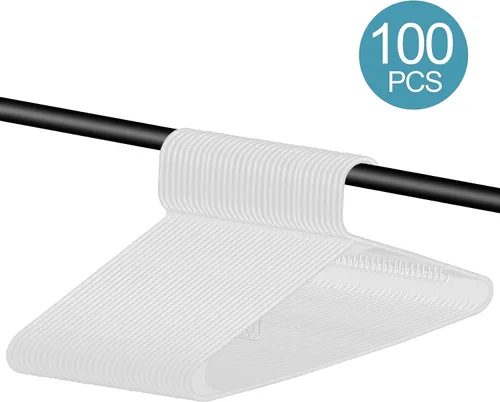 Miniatura 6 de ZENY Paquete de 100 perchas de plástico blanco para colgar ropa que ahorran espacio, perchas de ropa de larga duración