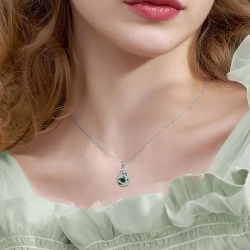 Miniatura 105 de ONEFINITY Collar de plata de ley 925 con diseño de árbol de la vida con colgante de nudo celta de concha de abulón para mujer