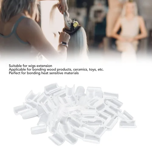 Miniatura 2 de 2 bolsas U Tip Clear Granule Beads Extensions Bonding or Rebond, paquete de pegamento de fusión en forma de uñas, extensión de cabello blanco