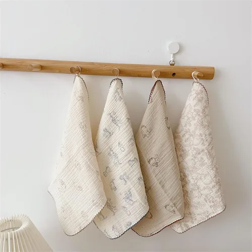 Miniatura 14 de BuLuTu - Paños de limpieza reutilizables 100% algodón muselina para cocina, 4 unidades, paños de cocina con estampado floral dulce, paños de esponja