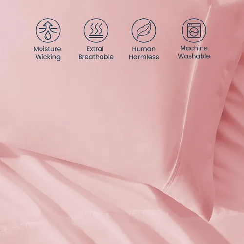 Miniatura 4 de Sleep Zone - Juego de sábanas suaves y frescas de 3 piezas para niños, sábana bajera, encimera y funda de almohada, no se arrugan ni decoloran, Rosa