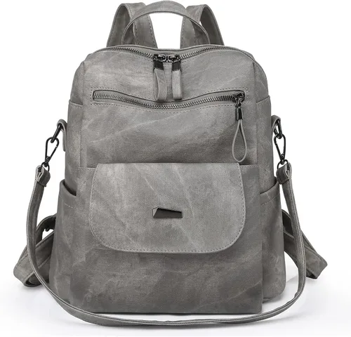 Miniatura 7 de Mochila para mujer, mochila de piel sintética, mochila antirrobo, mochila antirrobo de viaje, multiusos, ligera, impermeable, convertible, bolsa
