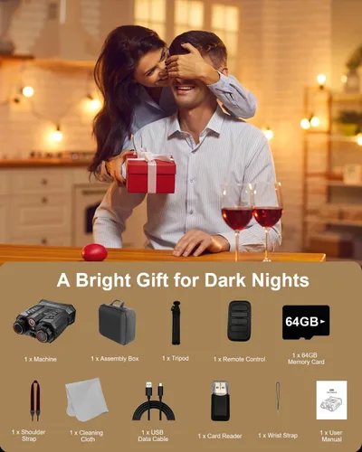 Miniatura 8 de Gafas de visión nocturna 4K con telémetro, binoculares de visión nocturna con zoom de 16X, pantalla LCD de 4 pulgadas con infrarrojos, batería