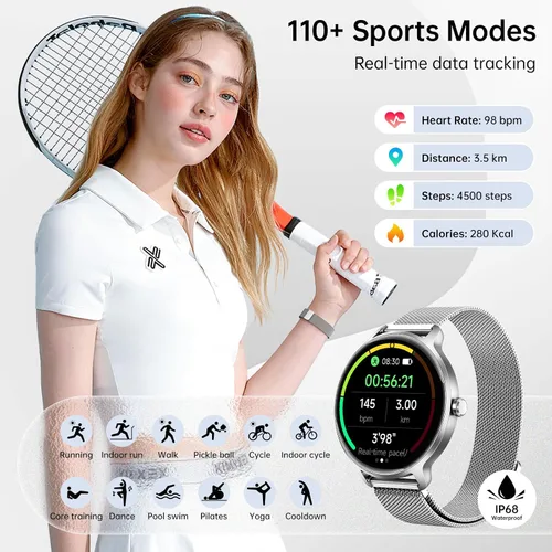 Miniatura 4 de Reloj inteligente para mujer, pantalla AMOLED de 1.27 pulgadas con respuesta/llamada para iPhone/Android/Samsung, rastreador de actividad física