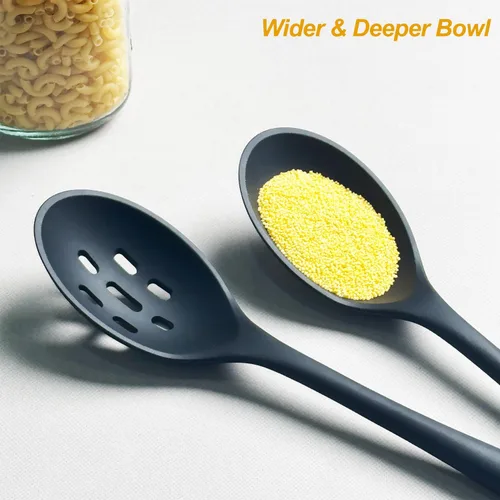 Miniatura 5 de Juego de utensilios de cocina de silicona, espátulas y cucharas antiadherentes grandes y resistentes al calor para cocina, ideales sin BPA