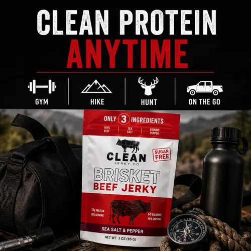 Miniatura 7 de Clean Jerky Co. Cecina seca de estilo antiguo sin azúcar Sal y pimienta – Bocadillos sabrosos con alto contenido en proteínas Snacks saludables