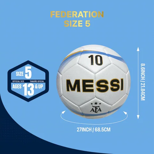 Miniatura 5 de Icon Sports Balón de fútbol de la Asociación Argentina de Fútbol con licencia Messi-Blanco