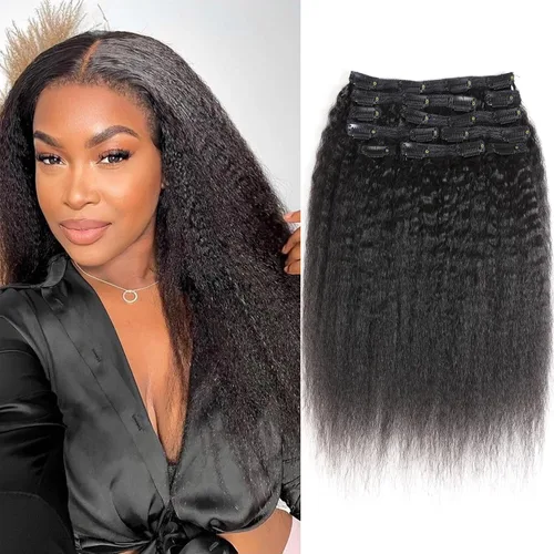Miniatura 16 de Extensiones de cabello rizado con clip para mujeres afroamericanas, Urbeauty, Extensiones de cabello rizado con clip para cabello humano para chicas