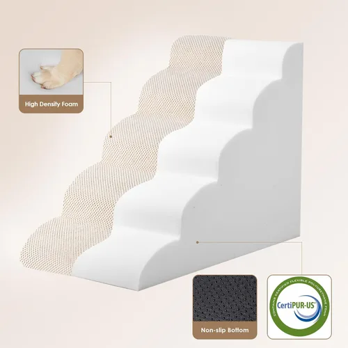Miniatura 2 de EHEYCIGA Escalones de perro curvos para camas altas de 57.9 cm de alto, 5 escalones para perros pequeños y gatos, escaleras para mascotas para subir