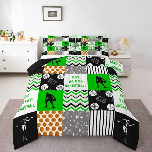 Miniatura 27 de Erosebridal Edredón de baloncesto para niños, juegos deportivos, inserción de edredón individual para niños, adolescentes y adultos, juego