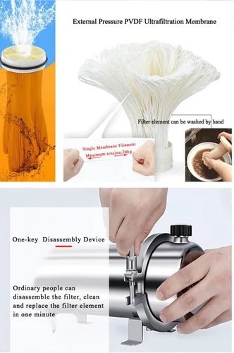 Miniatura 6 de INTBUYING Filtro de membrana de ultrafiltración de acero inoxidable Membrana de ultrafiltración PVDF Presión externa Purificador de agua lavable