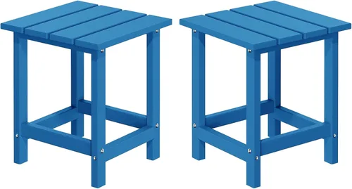 Miniatura 18 de MUCHENGHY Adirondack Mesa auxiliar para exteriores, mesa auxiliar de patio de 14.7 pulgadas, resistente a la intemperie, mesas auxiliares de Blanco
