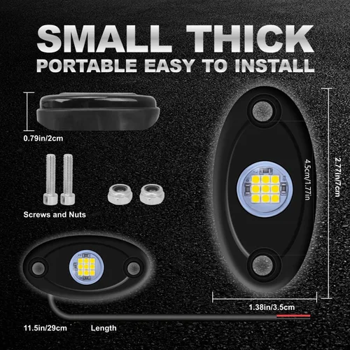 Miniatura 5 de 6Pods - Luces LED de neón blancas para auto, camiones, ATV, UTV, SUV, debajo de la carrocería, lámpara impermeable (blanco)