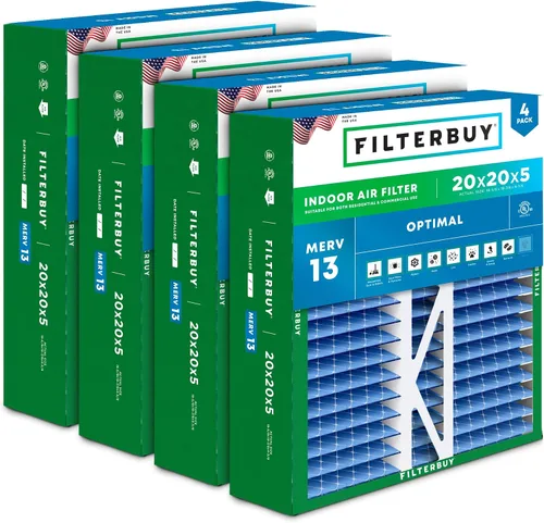 Miniatura 20 de Filterbuy Filtro de aire 10x17x2 MERV 13 Defensa Óptima contra Humo y Alergias (Paquete de 4), Filtros Exteriores Plisados Electrostáticos