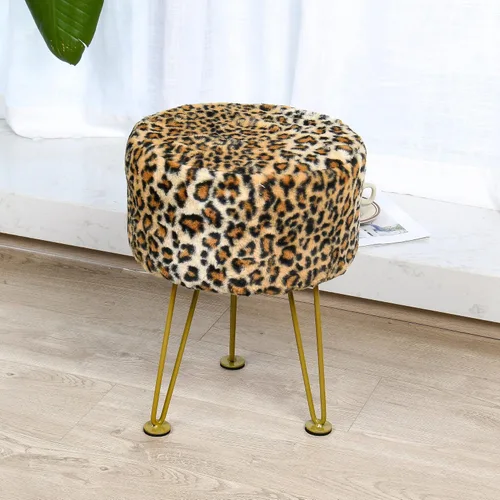Miniatura 22 de Otomano cuadrado con estampado de leopardo de 17"x17"x17", de piel sintética, banco de entrada, reposapiés, taburete, asiento de acento, otomano