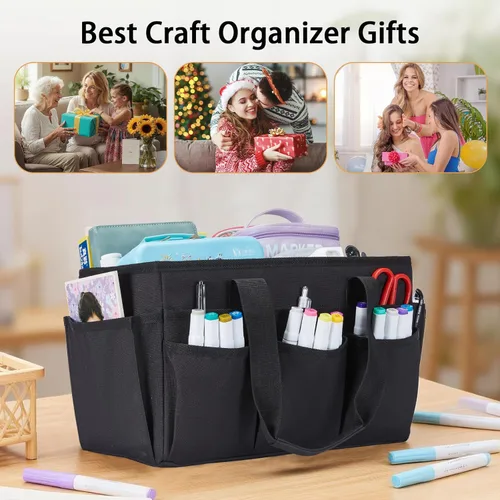 Miniatura 8 de Bolsa Tote para Manualidades, Organizador de Arte, Caddy de Suministros de Limpieza, Bolsa de Transporte con Asa para Múltiples Propósitos, Caddy