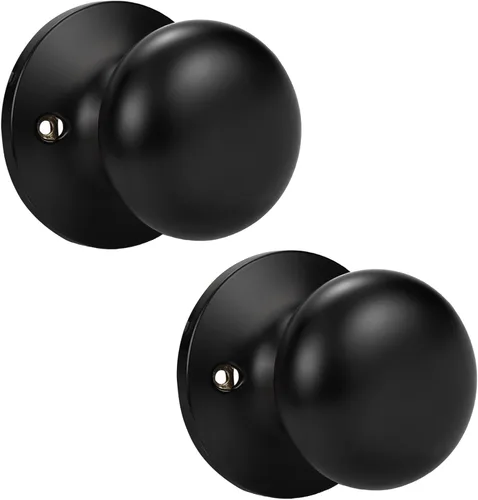 Miniatura 84 de KNOBWELL Paquete de 8 pomos de puerta de privacidad para baño y dormitorio, pomo de puerta negro mate con cerradura, cerradura de manija de puerta