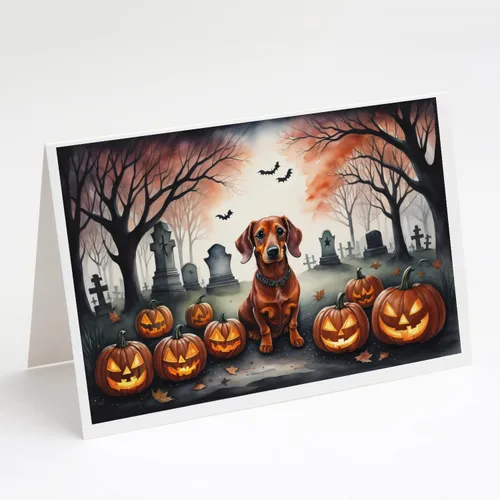Miniatura 28 de Caroline's Treasures DAC2018GCA7P - Tarjetas de felicitación y sobres de Halloween espeluznantes de Border Collie, paquete de 8 tarjetas en blanco