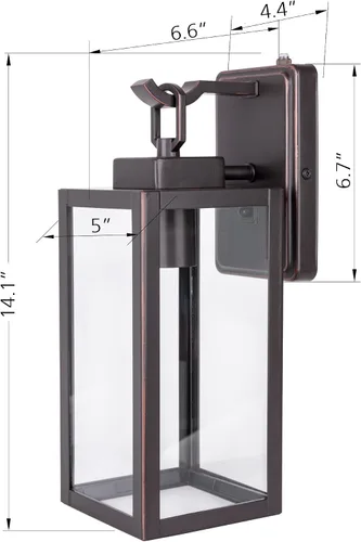 Miniatura 6 de LIT-PaTH Farol de pared para exteriores, aplique de pared como accesorio de iluminación de porche, base mediana E26 máximo 60 W, metal antioxidante