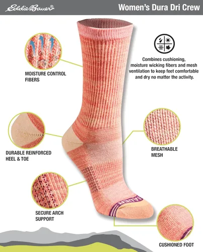 Miniatura 2 de Eddie Bauer Calcetines altos Dura Dri Moisture Control Crew para mujer