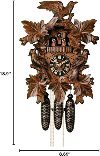 Miniatura 2 de Reloj de cuco alemán de la Selva Negra con música y tres pájaros