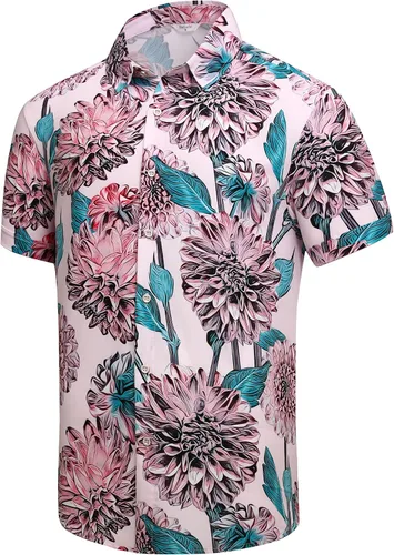 Miniatura 24 de SheLucki - Camisa hawaiana para hombre, unisex, de manga corta, con botones, para la playa y el verano, ropa casual estampada con sombra de palmas