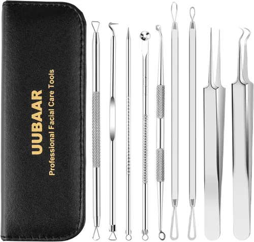 9 herramientas de eliminación de puntos negros, kit de herramientas para reventar espinillas y extractor de comedones – Eliminación profesional de