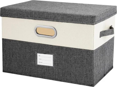 Miniatura 22 de Papeleras grandes plegables de tela de lino, con tapa y asas extraíbles, organizador de cajas de almacenamiento lavables, cubos con cubierta
