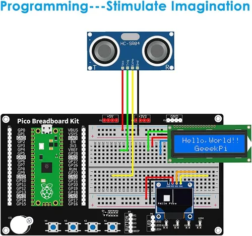 Miniatura 7 de GeeekPi Kit de programación Micro Python para Raspberry Pi Pico, Breadboard, módulo de pantalla LCD I2C 1602 para principiantes de Raspberry Pi e
