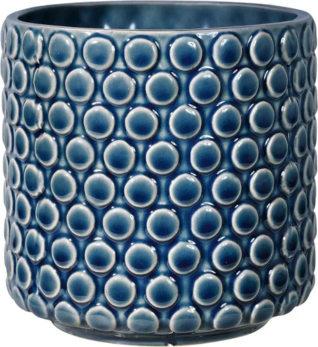Miniatura 8 de Bloomingville Maceta de cerámica – Maceta negra de 5 pulgadas con lunares – Maceta moderna de cerámica con esmalte agrietado – Sin agujeros