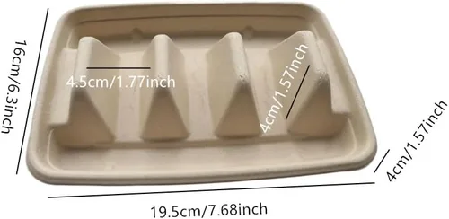 Miniatura 2 de Ebonee Soportes desechables para tacos con 3 divisores, platos de papel para 3 tacos, recipientes de papel para platos de tacos de fiesta