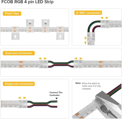 Miniatura 6 de BTF-LIGHTING FCOB COB - Tira de luz LED RGB con certificación UL, 810 LEDs/m de alta densidad flexible que cambia de color, DC12V 9.8 pies y 0.394