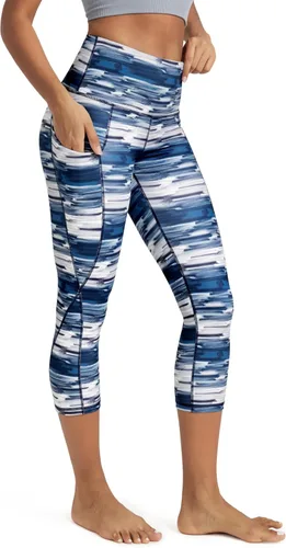 Miniatura 25 de ODODOS - Leggings capri de cintura alta para mujer con bolsillos, control de abdomen, no se transparentan, para entrenamiento atlético, running