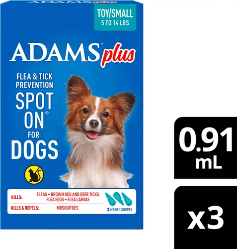 Miniatura 10 de ADAMS Además de prevención de pulgas y garrapatas para perros, juguete/perro pequeño, mata pulgas y garrapatas (garrapatas de perro marrón/ciervo)