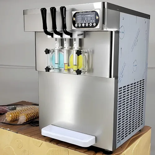Miniatura 9 de Kolice ETL Commercial 3 sabores, máquina de helado suave de yogurt de gelato-2+1 sabores mixtos, tanques superiores refrigerados, encimera, conteo