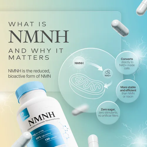 Miniatura 3 de Prime Powders NMNH: Dihydronicotinamide Mononucleótido (120 Cápsulas) Suplemento NR NAD Apoyo NAD+