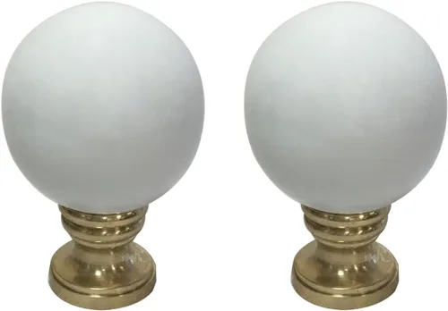 Miniatura 13 de Royal Designs Esfera de cerámica de 1.75 pulgadas para pantalla de lámpara, blanco, base de latón pulido