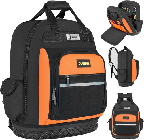 Miniatura 9 de Mochila de herramientas, bolsa de herramientas de trabajo con bolsillos multiusos, mochila de herramientas para reparador, electricista, manitas