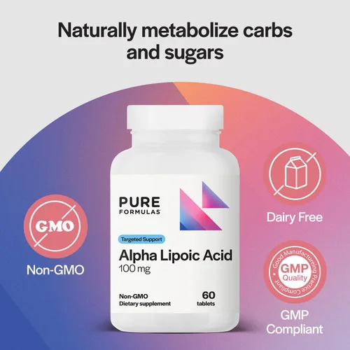 Miniatura 3 de PureFormulas Ácido alfa lipoico 100 mg ALA Suplemento para apoyo hepático, antioxidantes, nervios y salud cardiovascular Acido Alfa Lipoico 100 mg