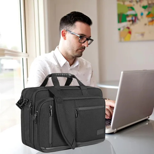 Miniatura 2 de VANKEAN Maletín para laptop para hombres y mujeres, bolsa para laptop de 17.3 pulgadas, bolsa mensajero repelente al agua y expandible con correa