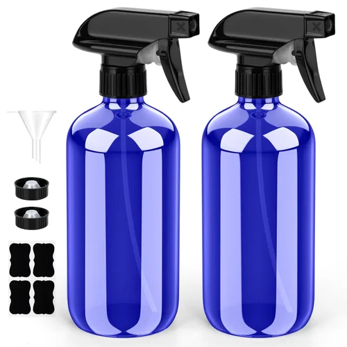 Miniatura 9 de Bontip - Botella de vidrio con atomizador, juego de botellas de vidrio con atomizador y accesorios para limpiadores de ventanas no tóxicos, Ámbar