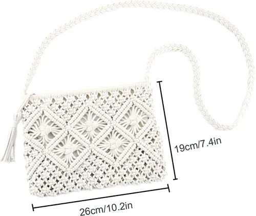 Miniatura 3 de CHIC DIARY Bolso de mano de paja para mujer, bolso de paja bohemio para verano, playa, tejido, sobre cartera de muñeca