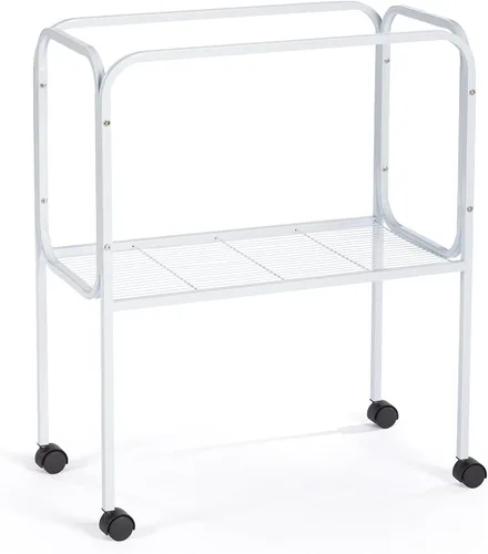 Prevue Pet Products Soporte para jaula de pájaros con estante - Soporte de jaula de metal mediano con ruedas rodantes, altura media para accesorios,