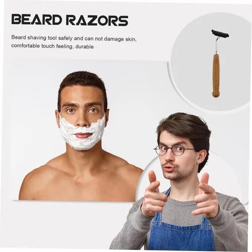 Miniatura 6 de balacoo 4 unids hombres tradicional mango de bambú afeitar afeitar acero inoxidable herramienta de peluquería para afeitar suave