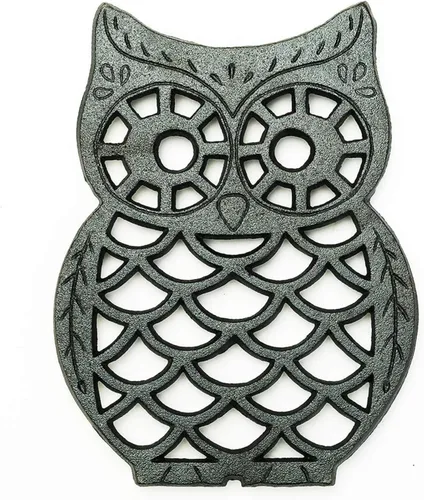 Sungmor Salvamanteles decorativo de hierro fundido con forma de lechuza – Placa para calientes resistente al calor de estilo vintage para encimera