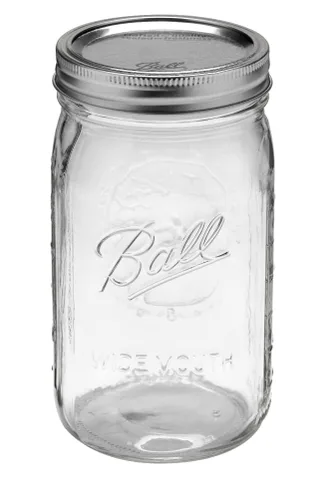 Miniatura 32 de Ball Mason, Frascos de mermelada con tapas y bandas, Set de 12 unidades de 4 oz, 4 onza, Transparente