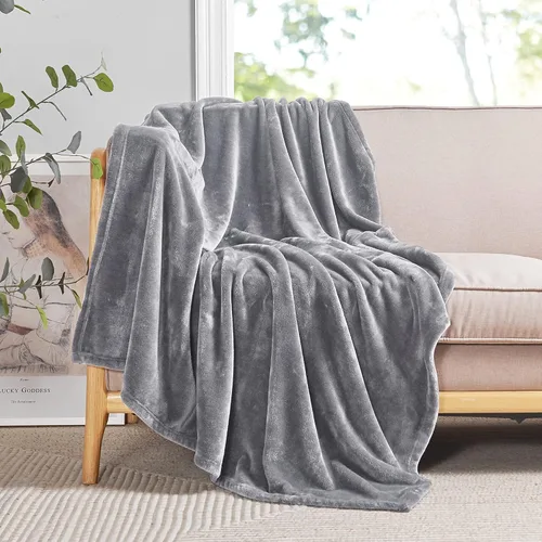 Miniatura 28 de RYB HOME Ropa de Cama Manta de Franela Tamaño Throw Todas las Estaciones Manta Ligera de Microfibra Suave que Ajusta Cubierta de Cama Colcha Crema