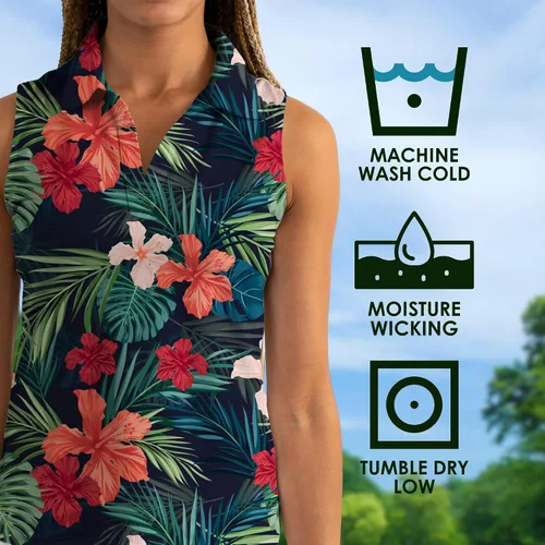Miniatura 63 de YATTA GOLF Polo de golf sin mangas para mujer, absorbe la humedad, cuello en V, para golf, entrenamiento, golf